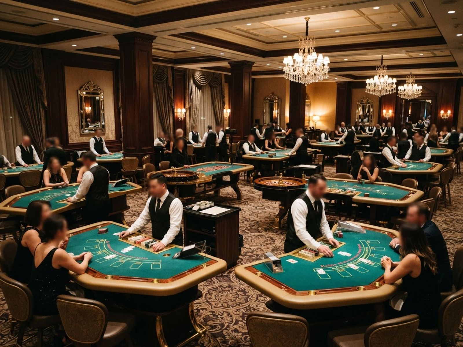 Salle de tables de jeux en direct